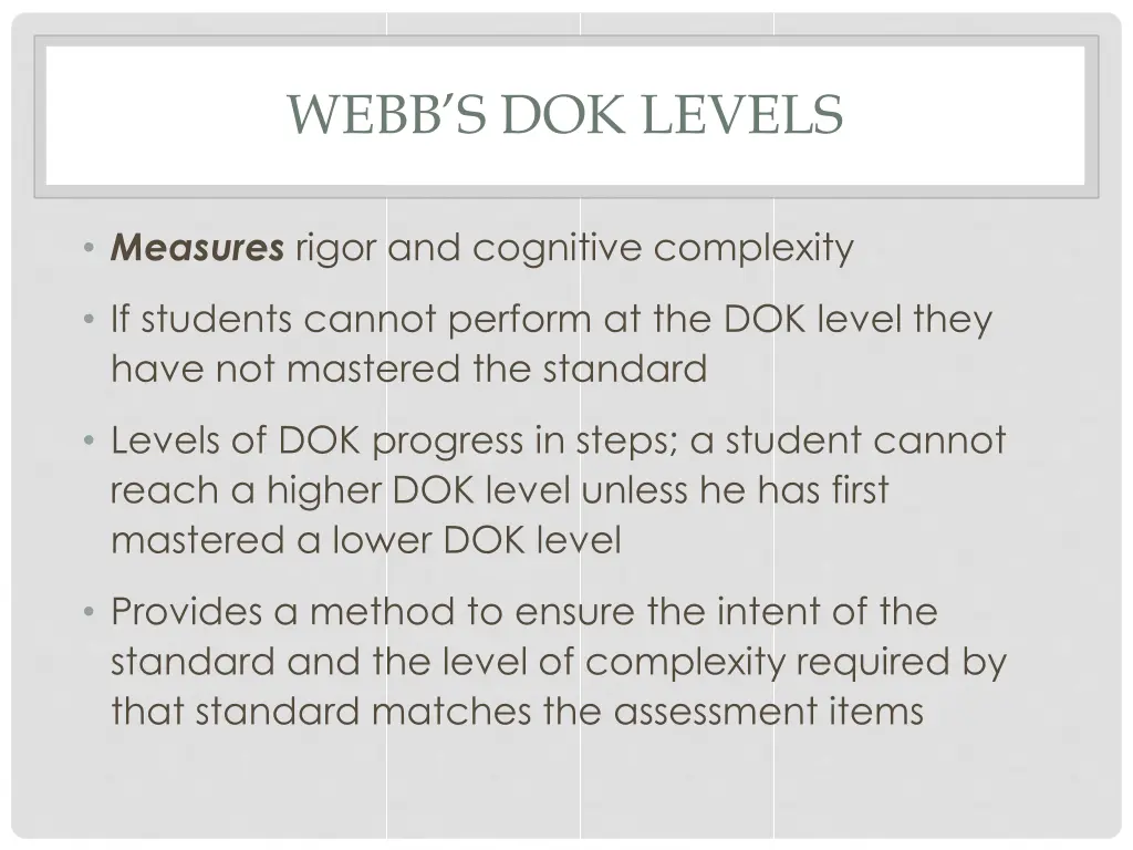 webb s dok levels