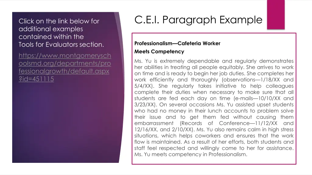 c e i paragraph example