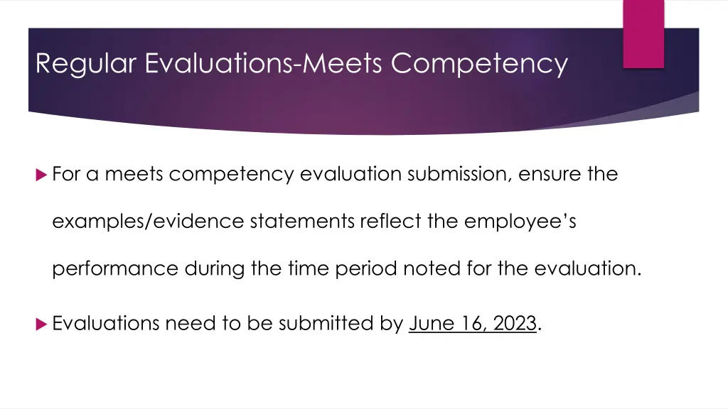 regular evaluations meets competency