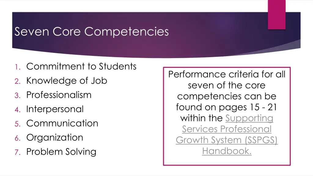 seven core competencies