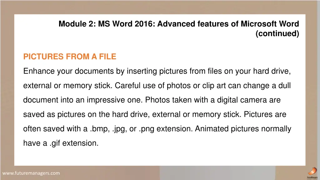 module 2 ms word 2016 advanced features 1