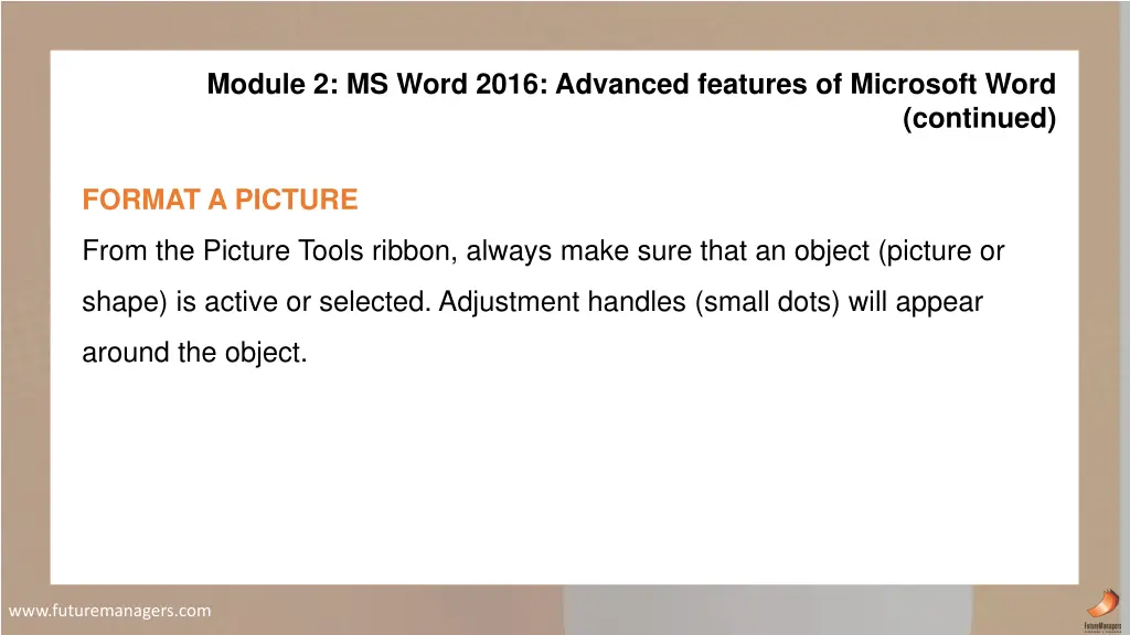 module 2 ms word 2016 advanced features 2