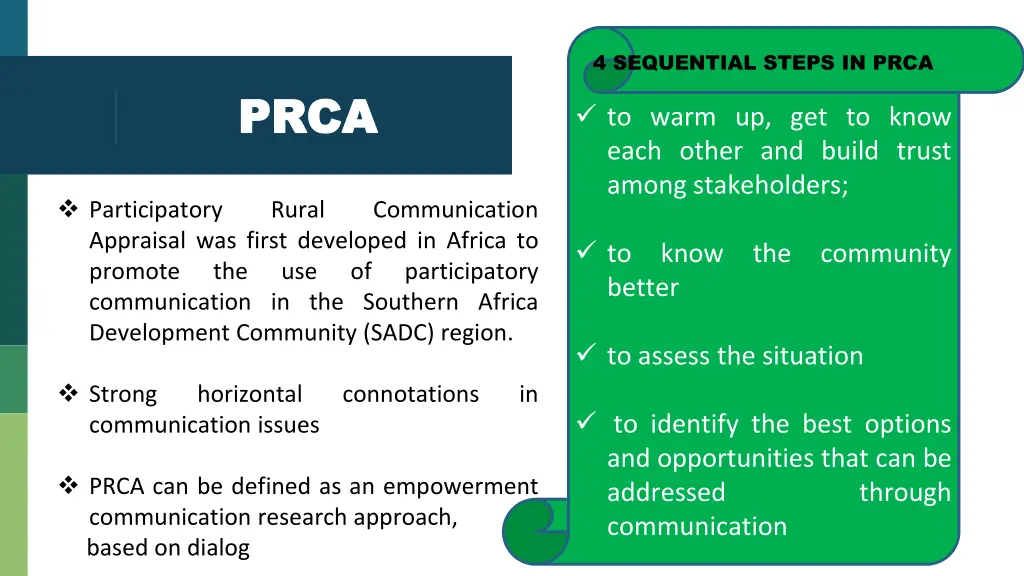 4 sequential steps in prca