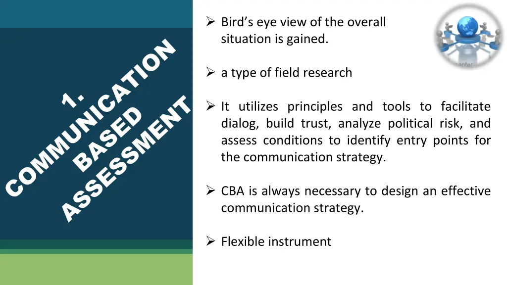 bird s eye view of the overall situation is gained