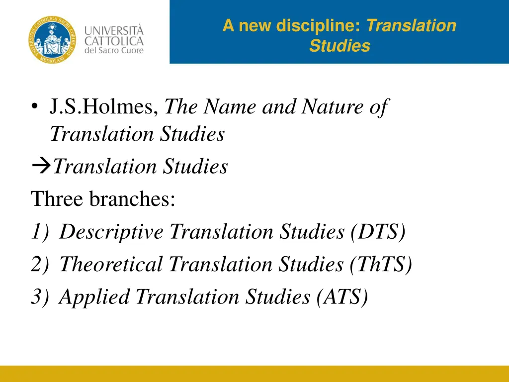 a new discipline translation studies