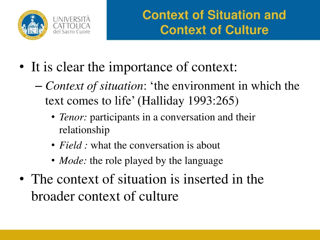 context of situation and context of culture