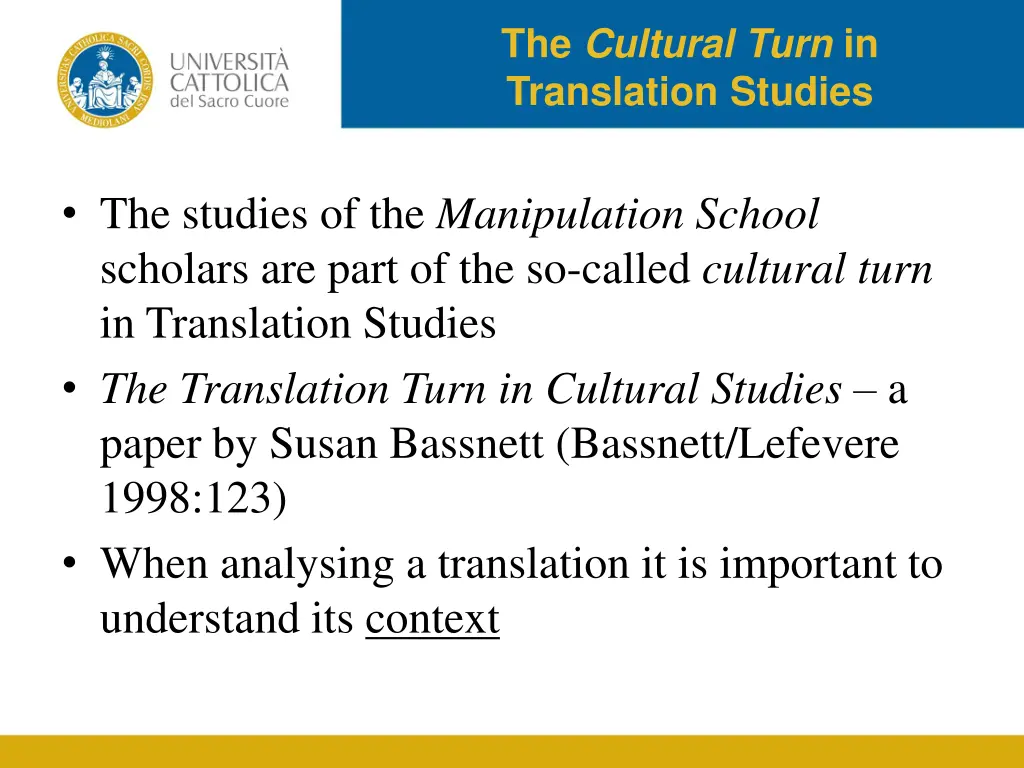 the cultural turn in translation studies 1