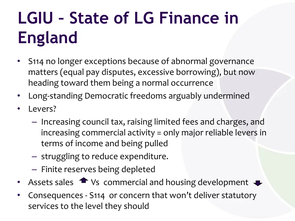 lgiu state of lg finance in england