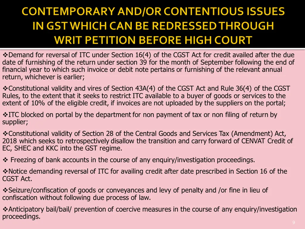 demand for reversal of itc under section