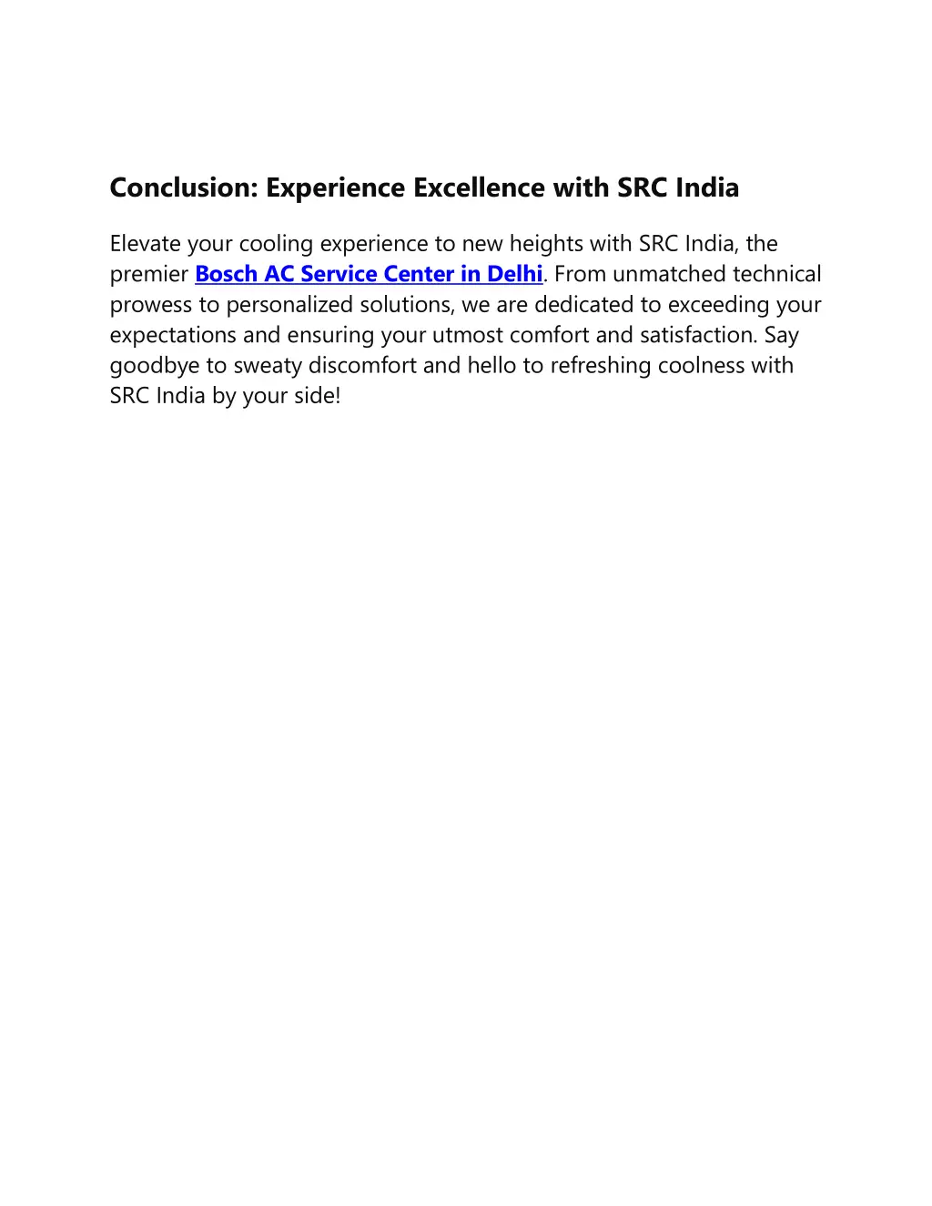 conclusion experience excellence with src india