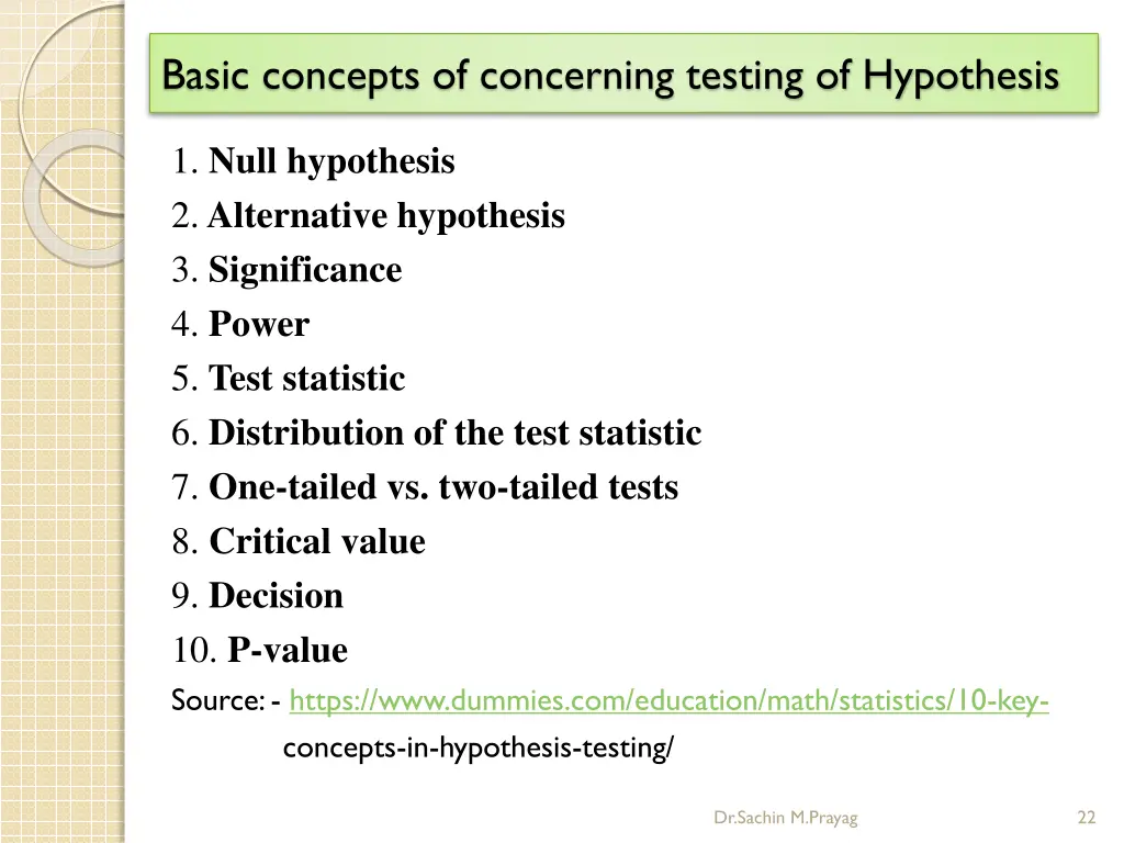 basic concepts of concerning testing of hypothesis 1