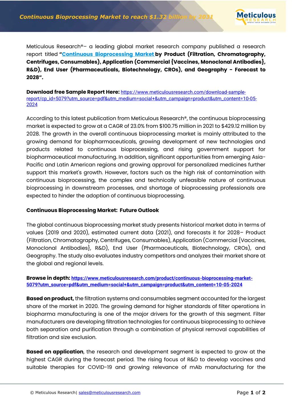 continuous bioprocessing market to reach