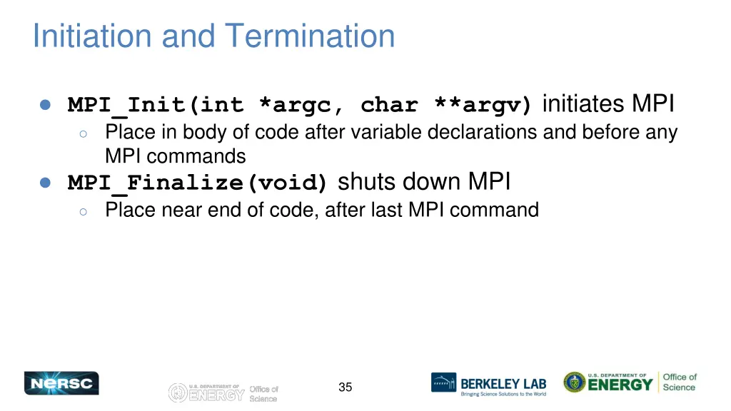 initiation and termination