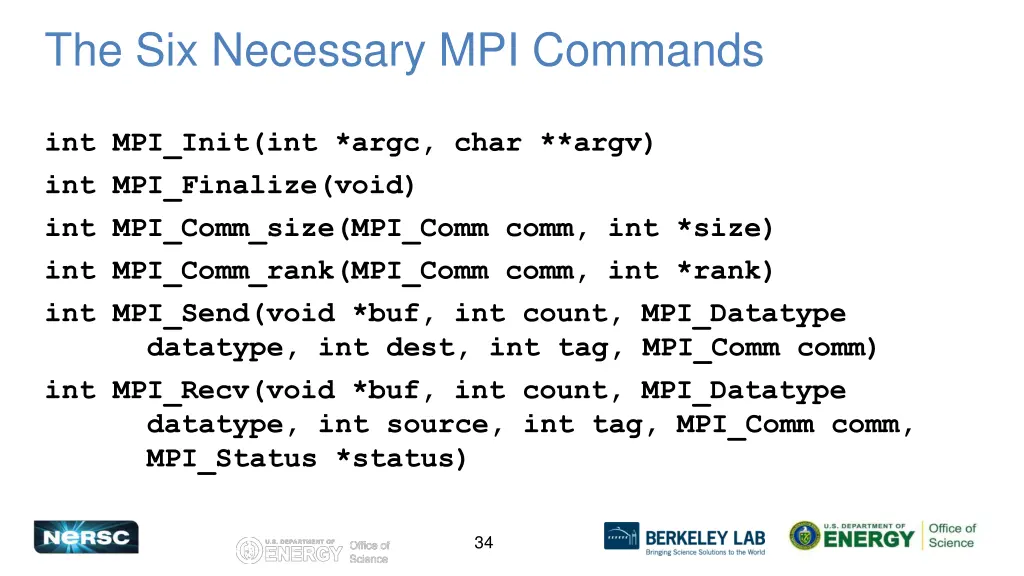 the six necessary mpi commands