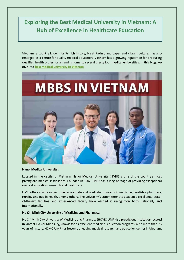 exploring the best medical university in vietnam