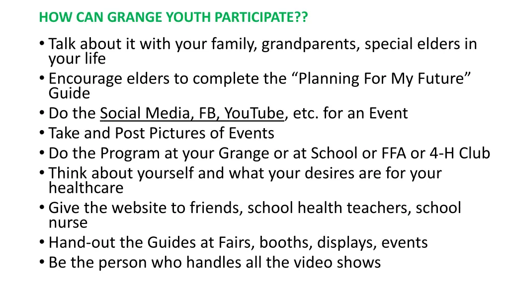 how can grange youth participate talk about