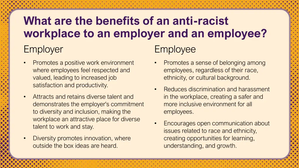 what are the benefits of an anti racist workplace