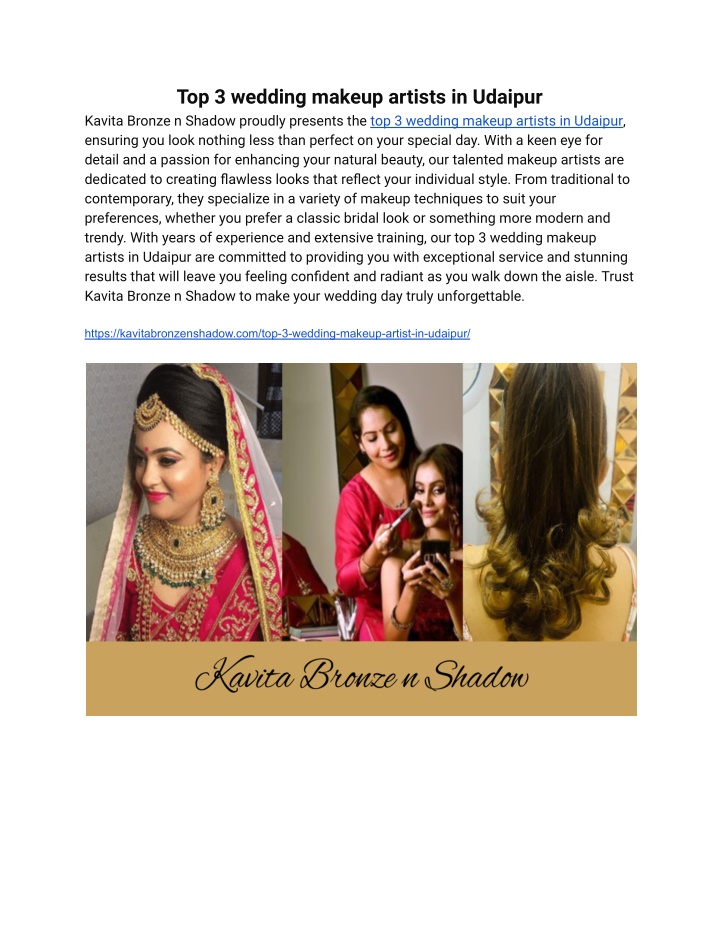 top 3 wedding makeup artists in udaipur kavita