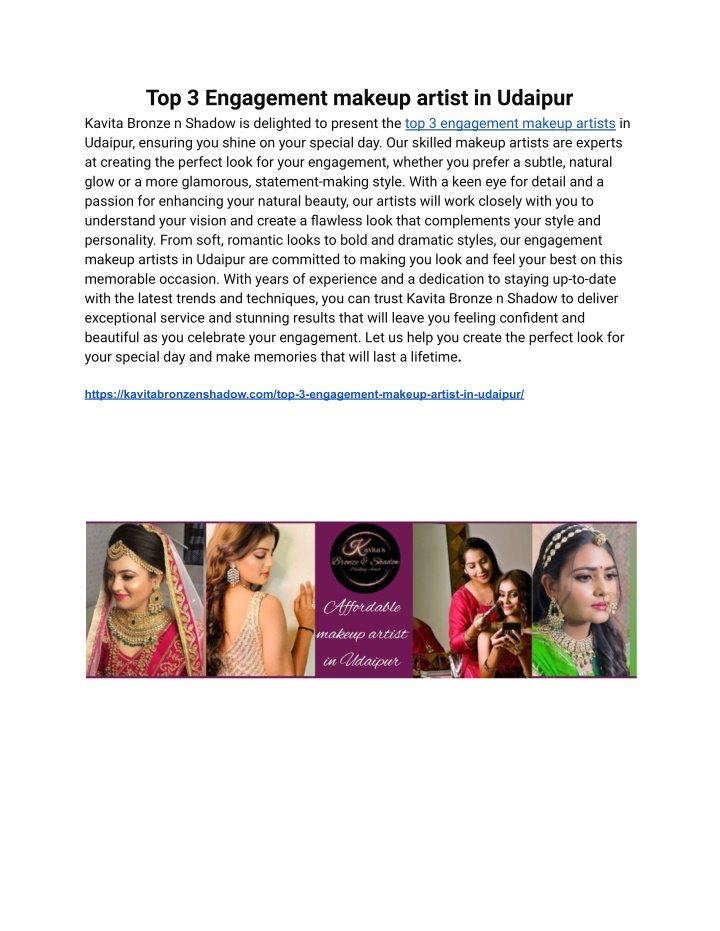 top 3 engagement makeup artist in udaipur kavita