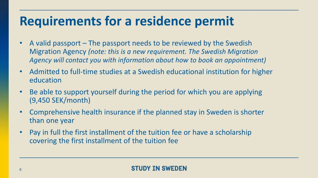 requirements for a residence permit