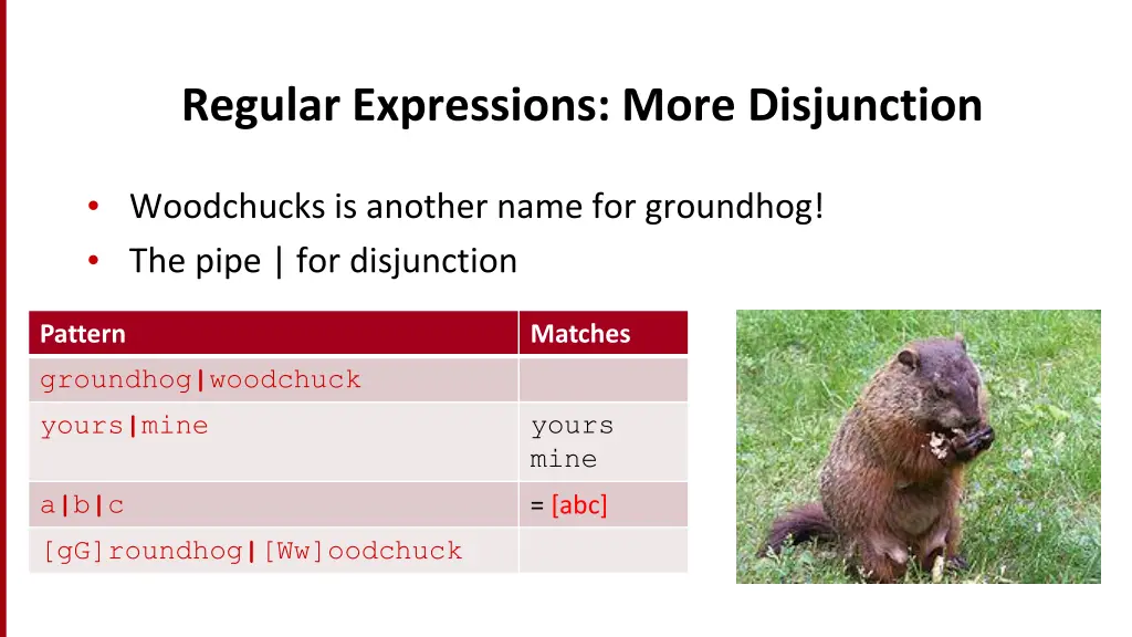 regular expressions more disjunction