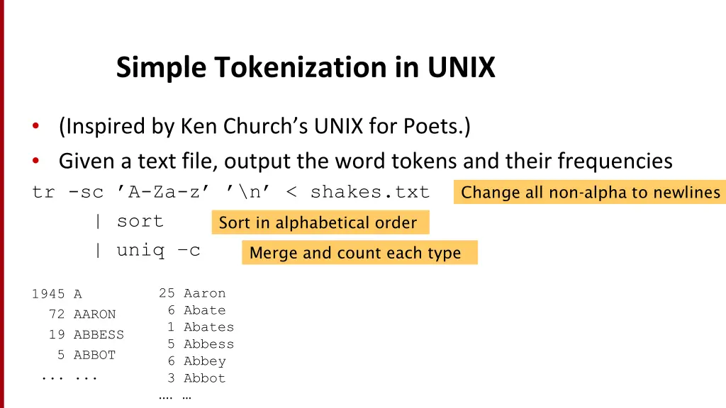 simple tokenization in unix