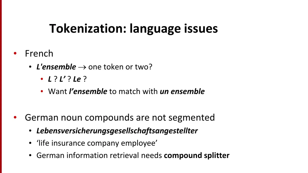 tokenization language issues