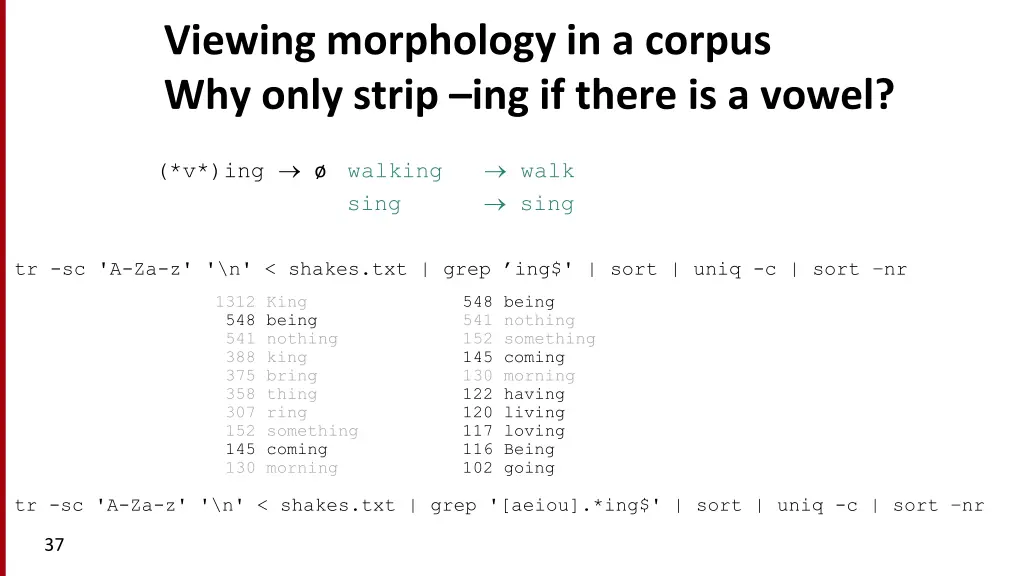 viewing morphology in a corpus why only strip 1