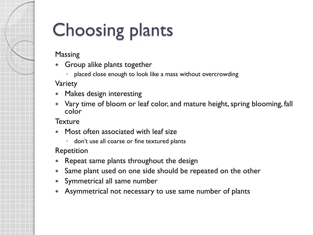 choosing plants