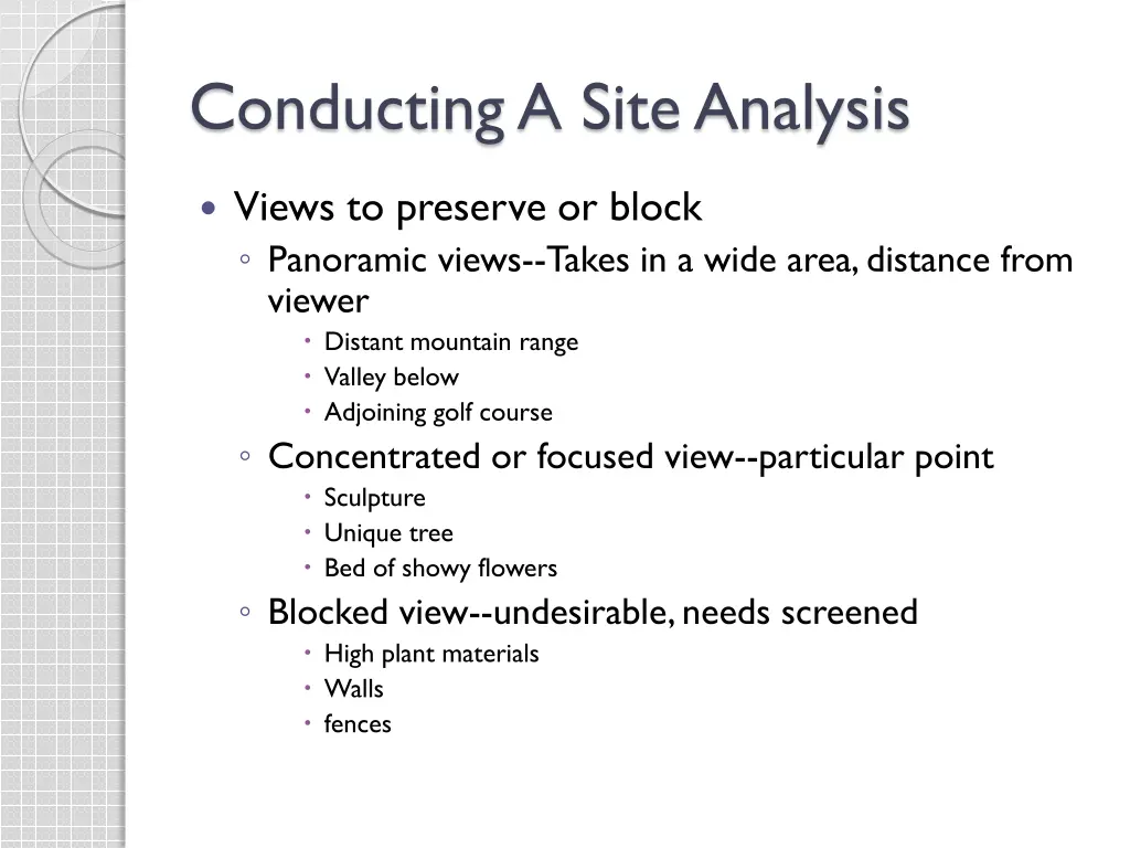 conducting a site analysis