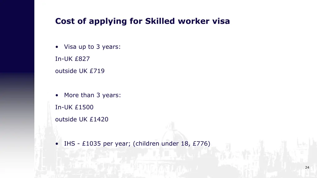 cost of applying for skilled worker visa