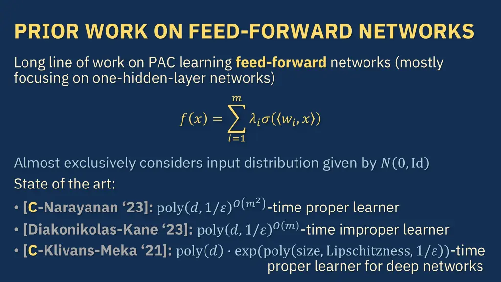 prior work on feed forward networks
