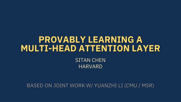 provably learning a multi head attention layer