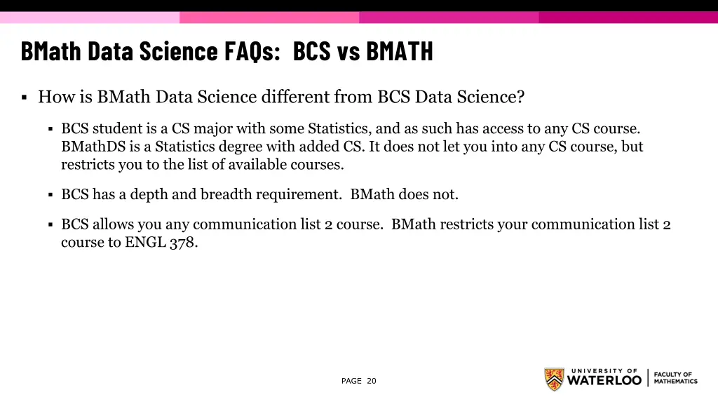 bmath data science faqs bcs vs bmath