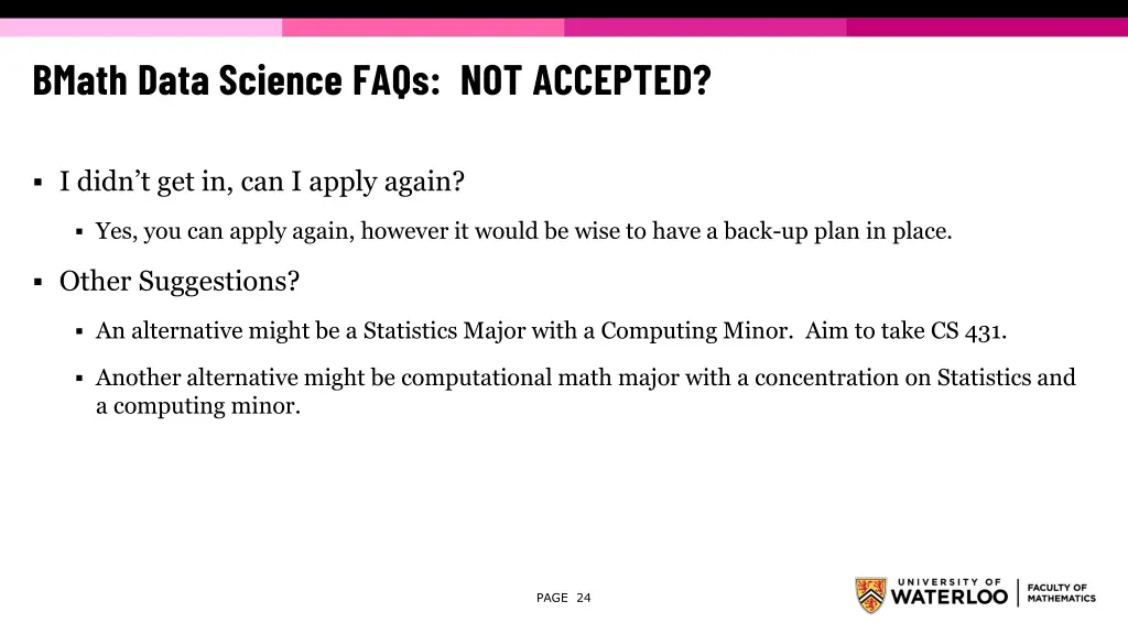 bmath data science faqs not accepted