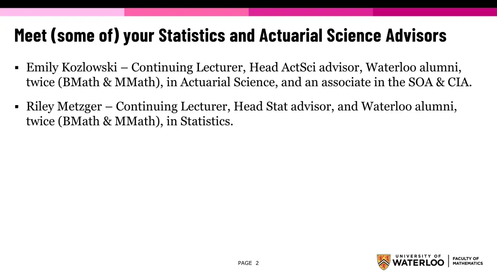 meet some of your statistics and actuarial