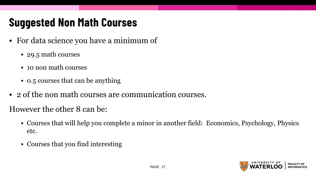 suggested non math courses 2