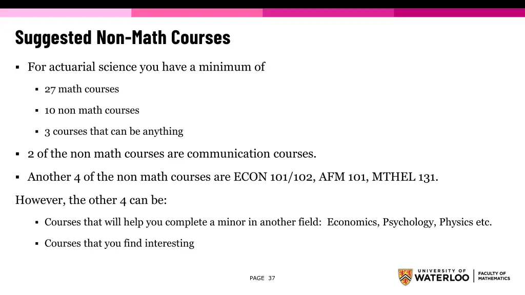 suggested non math courses 3