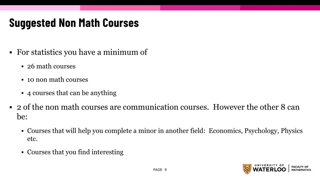 suggested non math courses