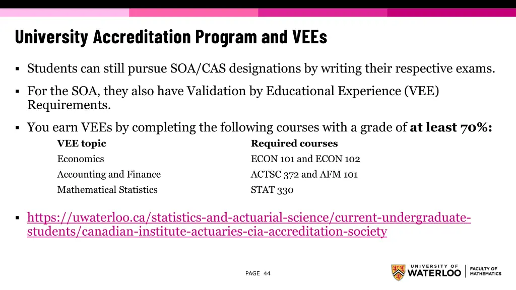 university accreditation program and vees 2