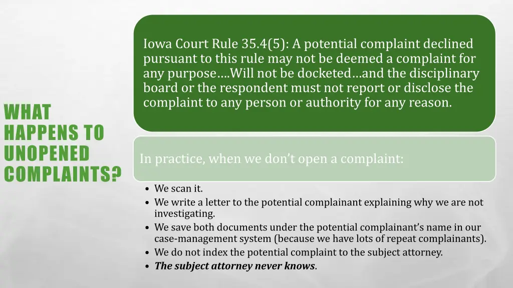 iowa court rule 35 4 5 a potential complaint