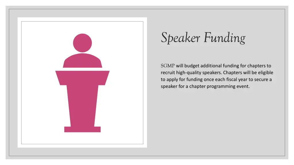 speaker funding