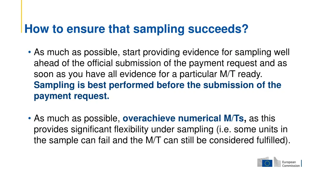 how to ensure that sampling succeeds 1