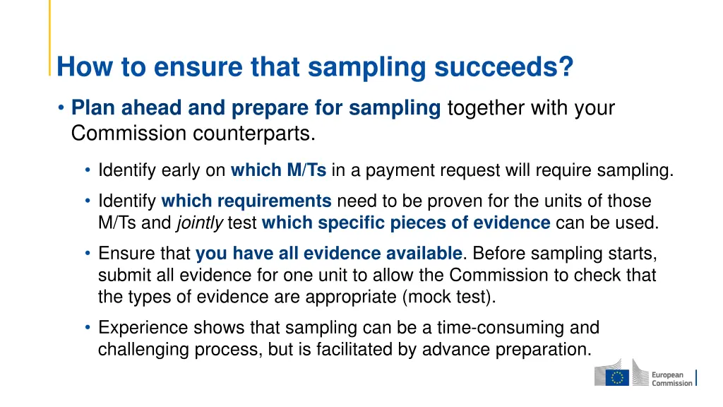 how to ensure that sampling succeeds