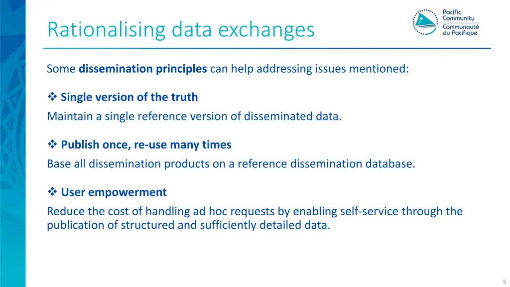 rationalising data exchanges