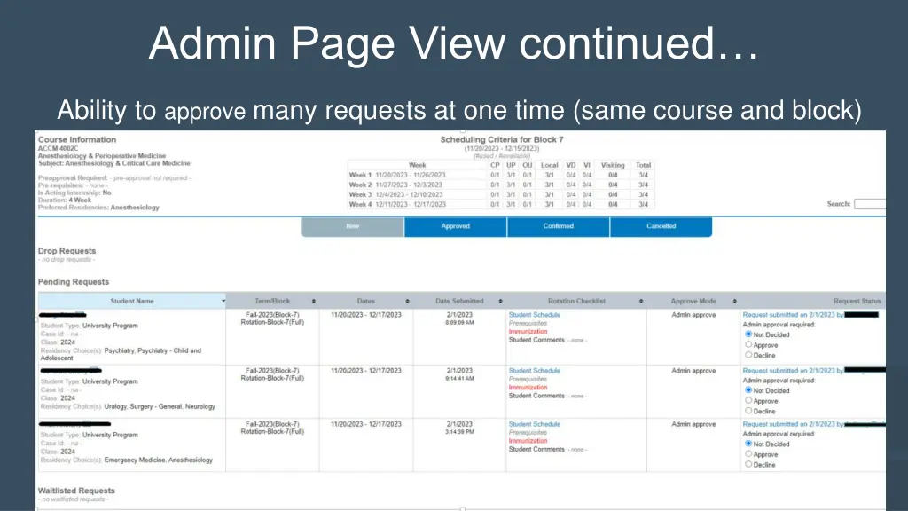 admin page view continued