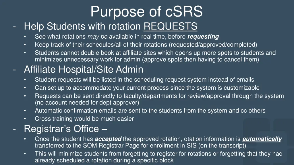 purpose of csrs