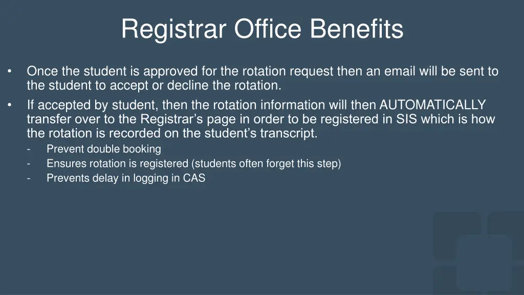 registrar office benefits