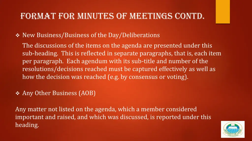 format for minutes of meetings contd 4