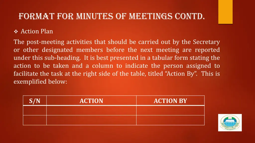 format for minutes of meetings contd 5